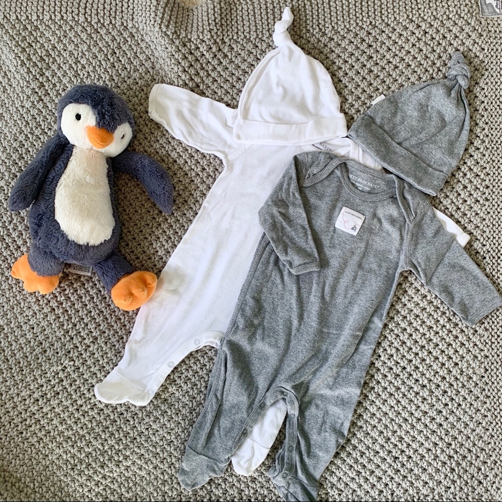 Burts Bees 2 pack Organic Cotton Pajamas with Hats